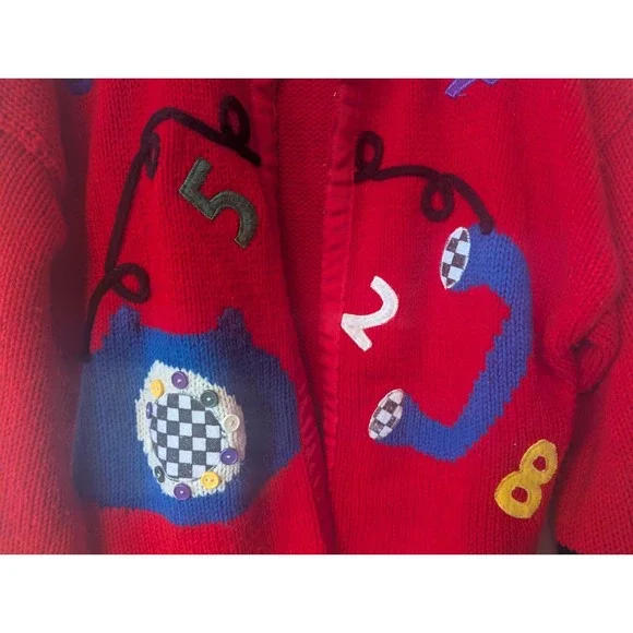 Women Large Rotary Phone Cardigan "Cherry Stix Ltd" Novelty Numbers Frizzle - Picture 2 of 8